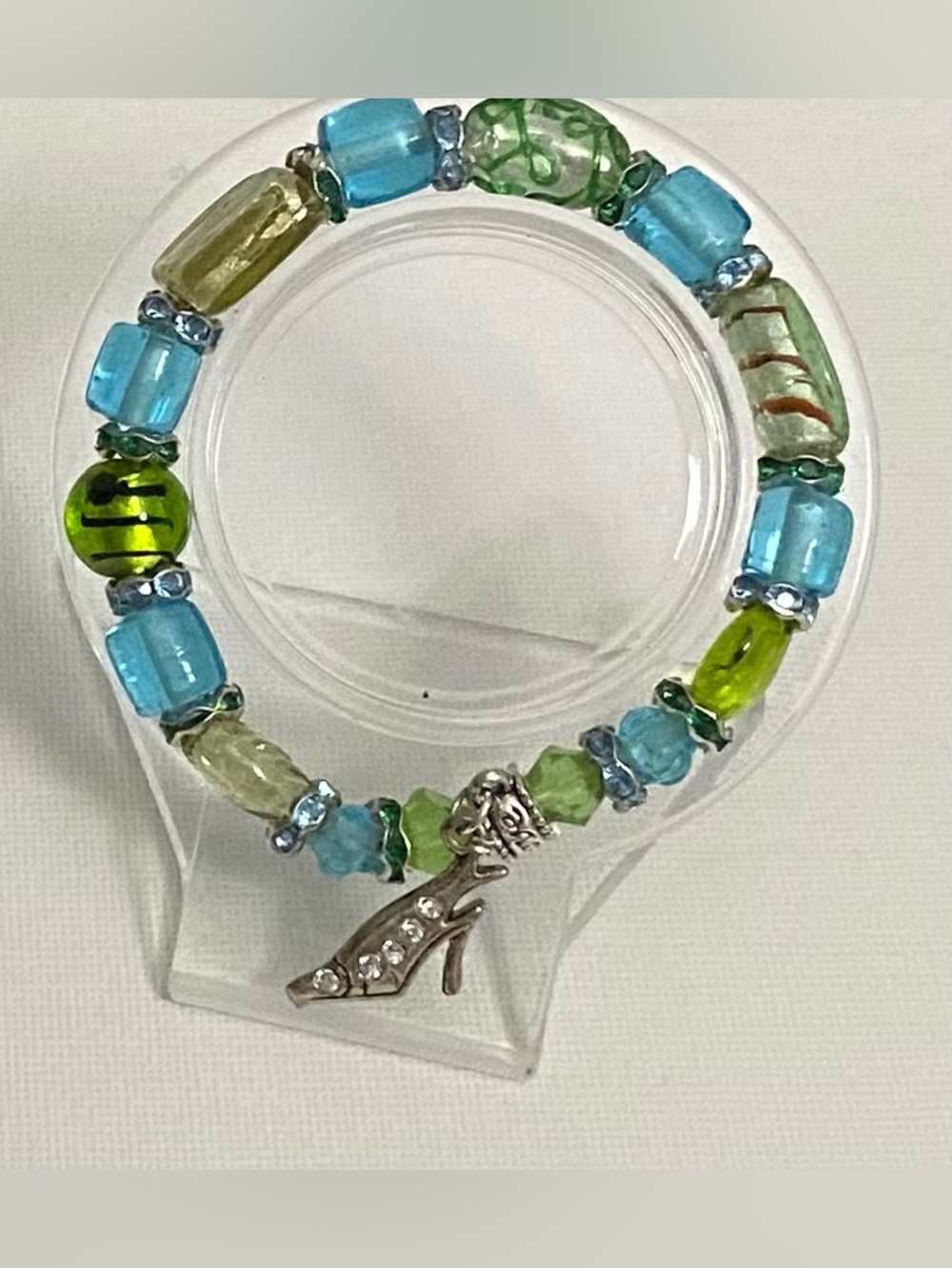 NEW Assorted teal  and green glass bead bracelet